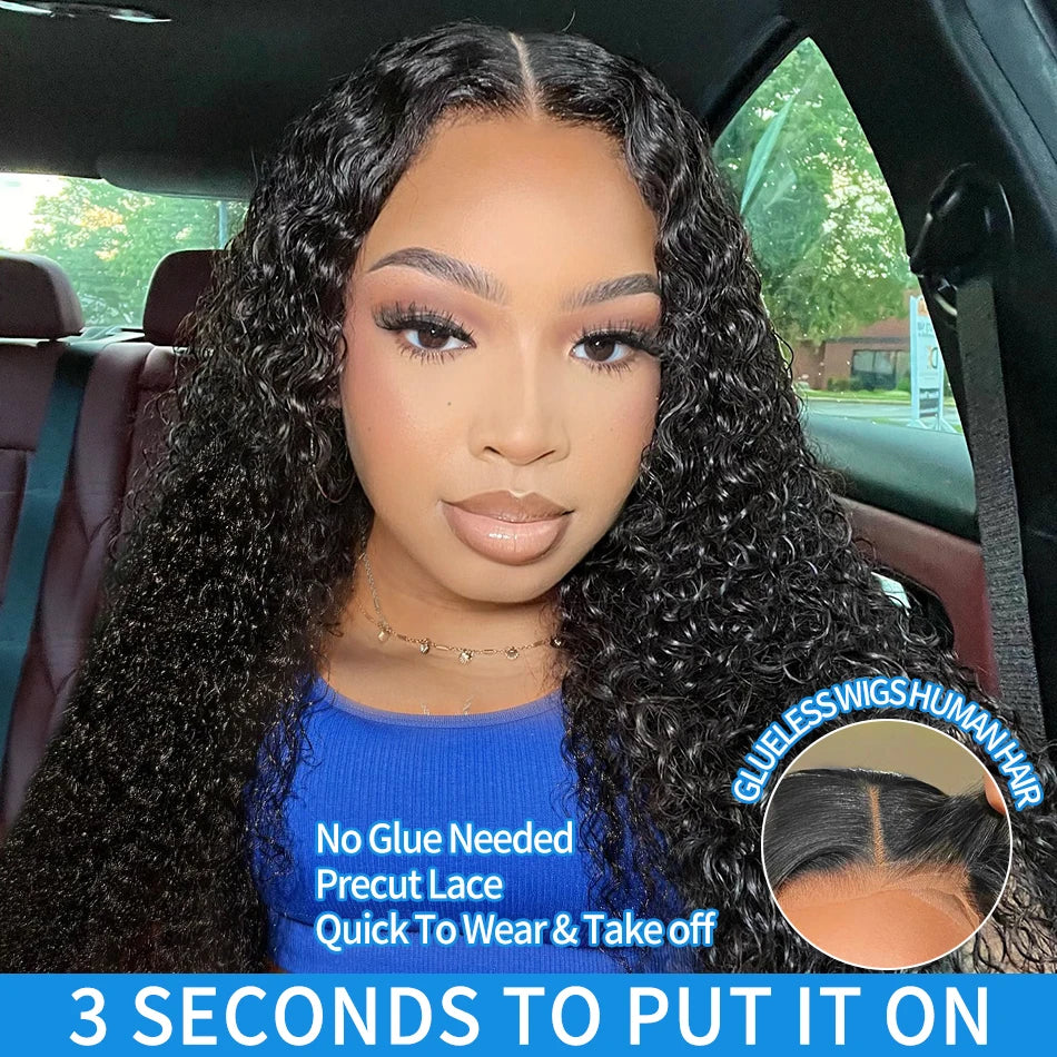 Xcurly Loose Deep Wave Glueless 5x5 Lace Closure Wig – 220% Density Pre-Plucked Transparent Human Hair Water Curly Wig