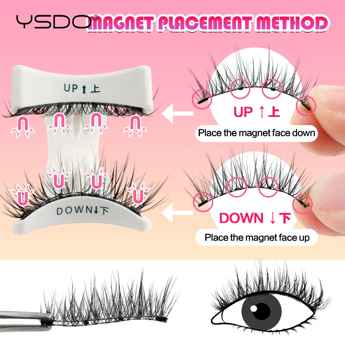 YSDO Magnetic Eyelashes – Reusable 3D Mink Winged False Lashes with Tweezer, No Glue Long-Lasting Makeup Lashes