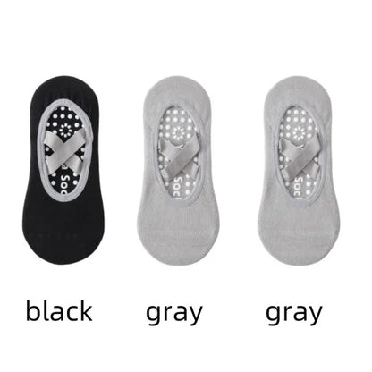 Women’s Anti-Slip Yoga Socks 1–3 Pairs – Silicone Grip Ballet Pilates Backless Breathable Sport Socks for Fitness & Dance