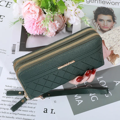 Long Women’s PU Leather Wallet – Double Zipper Tassel Clutch with Coin Purse & Card Holder