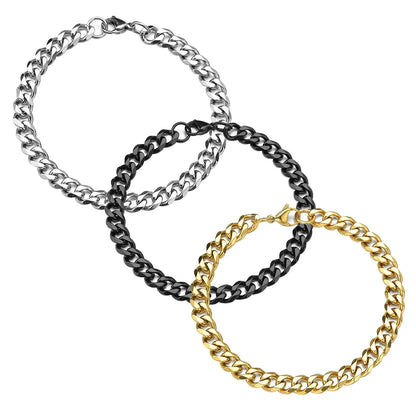 Fashion Stainless Steel Curb Cuban Chain Bracelet | Unisex Couples Jewelry | Wrist Hand Accessory for Men & Women | Party Gift