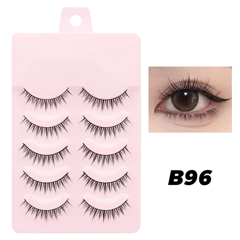 DINGSEN 5 Pairs Manga Style False Eyelashes — Soft, Natural, Long Anime Wispy Strip Lashes for Makeup
