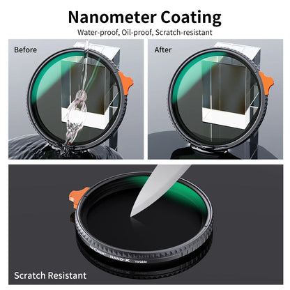 K&F Concept Variable ND Filter ND2–ND400 | HD Adjustable Neutral Density Lens Filter, 49mm–82mm
