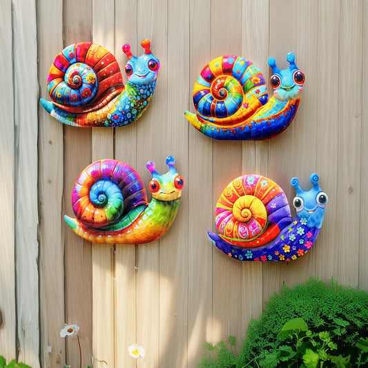 Colorful Metal Snail Wall Art Decor – Iron Snail Sculpture Hanging Ornament for Home, Garden & Outdoor Spaces