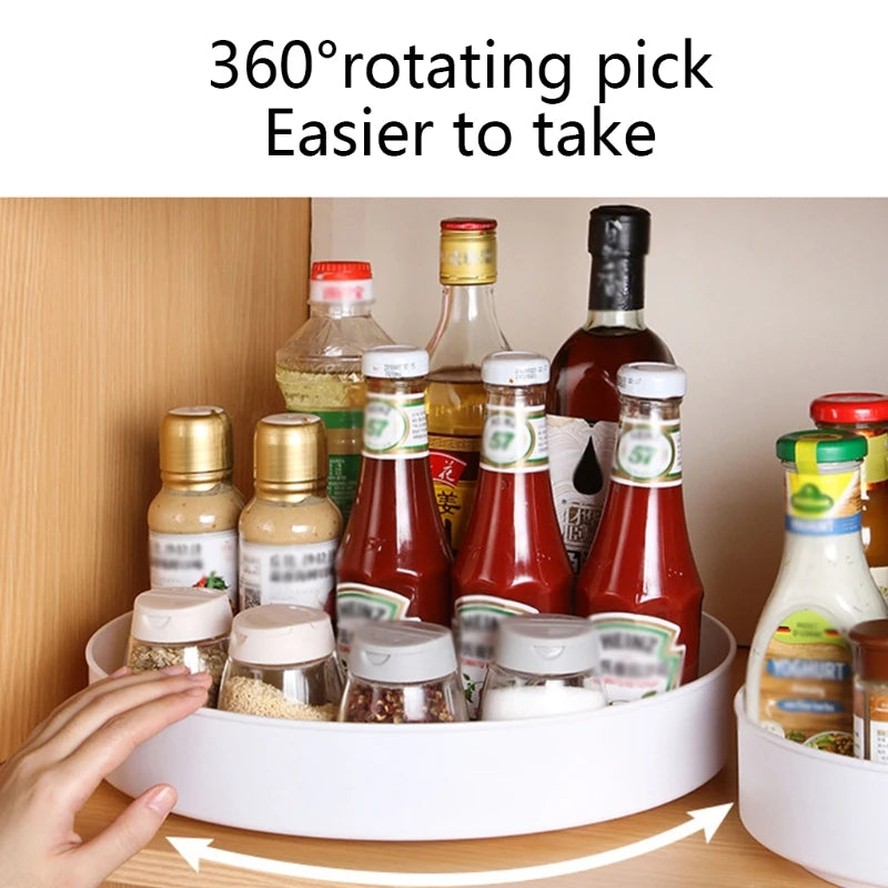 360° Rotating Cabinet Organizer – Non-Slip Kitchen & Bathroom Turntable for Spices, Cosmetics & Storage