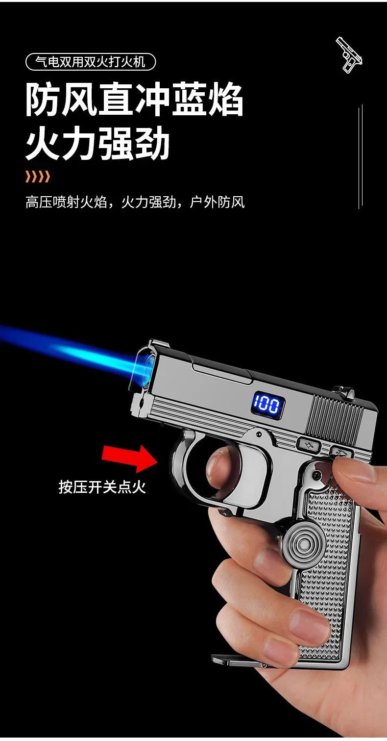 2025 Windproof Dual-Use Laser Lighter – Electric & Gas Multifunctional Metal Lighter for Men