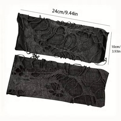 Gothic Fingerless Tear Gloves - Unisex Stretchy Fashion Gloves for Party & Cosplay Wear