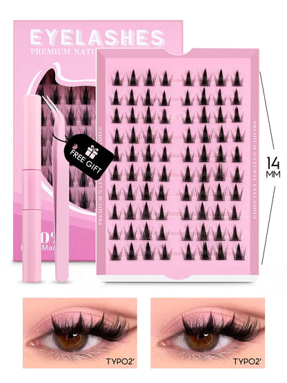 GROINNEYA Eyelash Clusters Kit – DIY Lash Extension with Bond & Seal, Waterproof Strong Hold & Tweezers