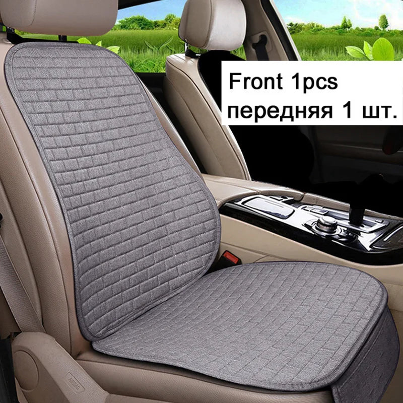 Universal Car Flax Seat Cushion Protector - Front and Rear Seat Cover Pad with Backrest Mat for Automotive Interiors