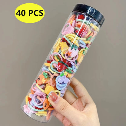 40PCS/10PCS Cute Flower Hair Bands for Girls – Elastic Hair Rings for Kids Birthday Party Headwear