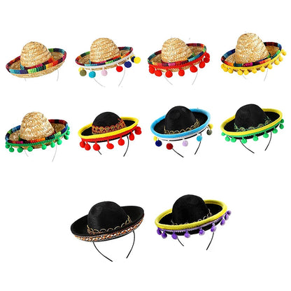 Mexican Mini Sombrero Headbands - Festive Hair Hoops for Carnival, Halloween, and Party Fun