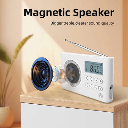 AIBEN C5S Mini Portable Radio — Handheld Rechargeable Digital FM Radio with USB Charging Port & Built-In Speaker