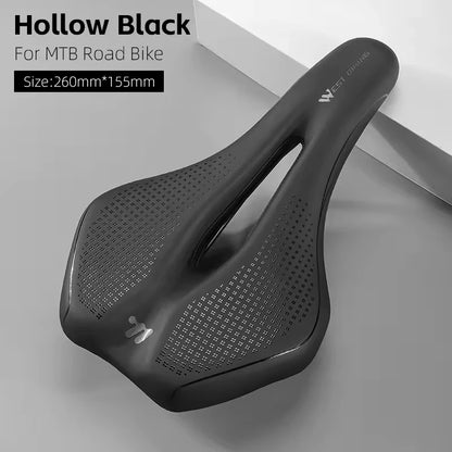 WEST BIKING Bicycle Saddle - Comfortable Hollow PU Leather Road Bike Seat Cushion for Cycling
