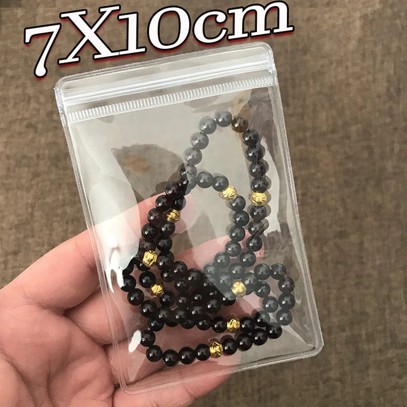 10/100pcs Thick PVC Jewelry Bags — Transparent Self-Sealing Pouches for Storage, Display & Anti-Oxidation Protection
