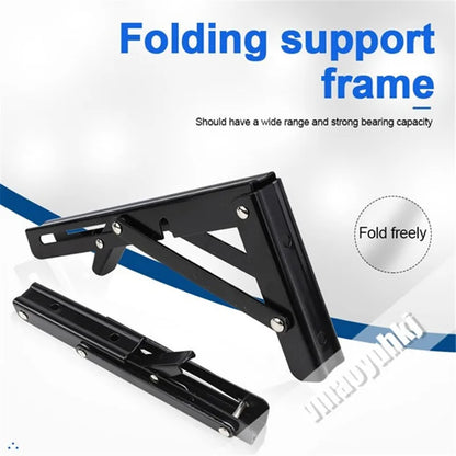 2pcs Heavy Duty Stainless Steel Folding Shelf Brackets | Collapsible Wall-Mounted L-Table Hinges for Bench & Table with Screws