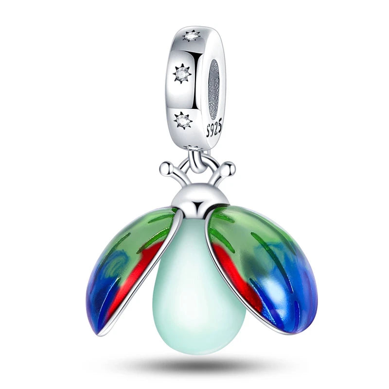 Fit Pandora 925 Silver Bracelets - Luminous Firefly, Chameleon, Aircraft & Butterfly Charms for DIY Jewelry Gift