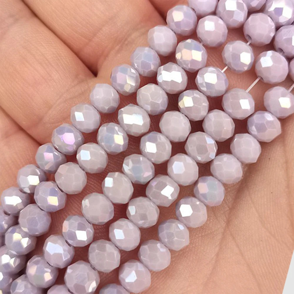 4mm/6mm/8mm Round Crystal Glass Beads – Faceted Spacer Loose Beads for DIY Jewelry Making & Needlework Craft Accessories