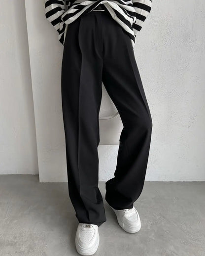 Women's Classic Straight Leg Pants – Versatile Loose Fit, Wide Leg for Office, Tourism, Spring & Summer Casual Wear