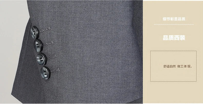 2023 Men’s Two-Button Wedding Suit — Korean Slim Fit Fashion Business Formal Two-Piece Set (Blazer + Trousers)