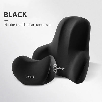 Memory Foam Car Neck & Lumbar Support Cushion – Universal Car Seat Pillow for Neck and Waist Comfort