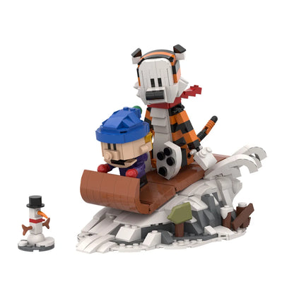 Gobricks MOC Calvin and Hobbes Building Block Set – Classic Comic Cartoon Tiger Model Toy Gift for Kids