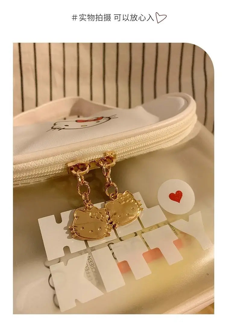 MINISO Hello Kitty Makeup Bag | Cute, Large Capacity Portable Travel & Washroom Transparent Storage Bag for Girls