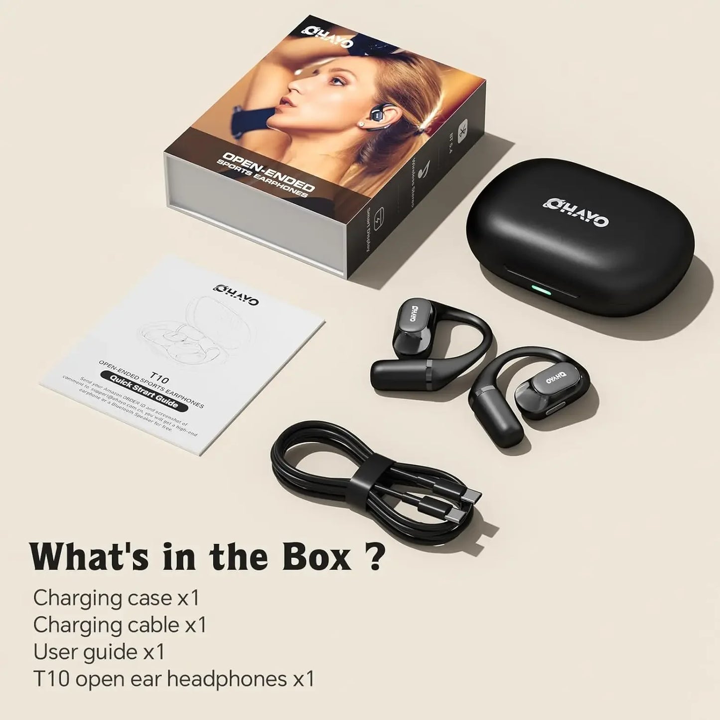 Ohayo Open-Ear Earphones - Bluetooth 5.4 Air Conduction Wireless Sports Earbuds IPX6 Waterproof Headphones With Mic