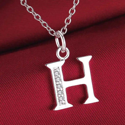 26 Letters 925 Sterling Silver Zircon Necklace Pendant – Personalized Alphabet Jewelry for Women | Elegant Wedding & Gift Accessory