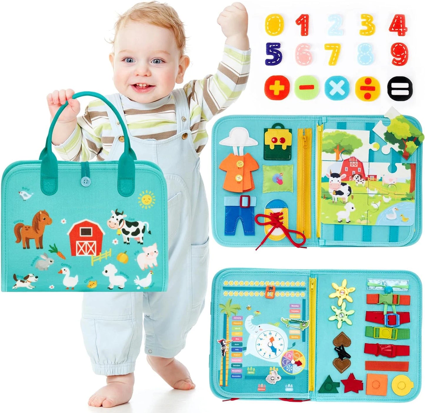 Montessori Busy Board Toy for Toddlers – Fine Motor Skills, Educational Learning Activities & Life Skills Sensory Toy