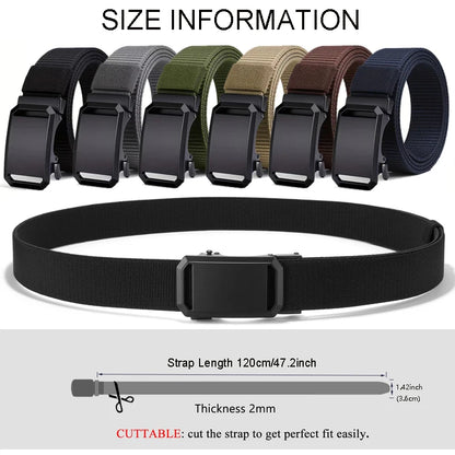 Newest Automatic Buckle Canvas Belt – Tactical Waist Belt for Men, Durable Casual Outdoor, Hunting, Golf & Adventure Training Pants