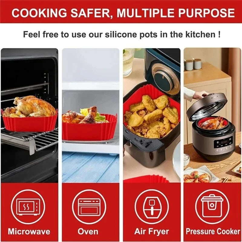 Silicone Air Fryer Accessories Set – Tray, Mat, Grill & Baking Pan for Pizza, Chicken & Oven Use