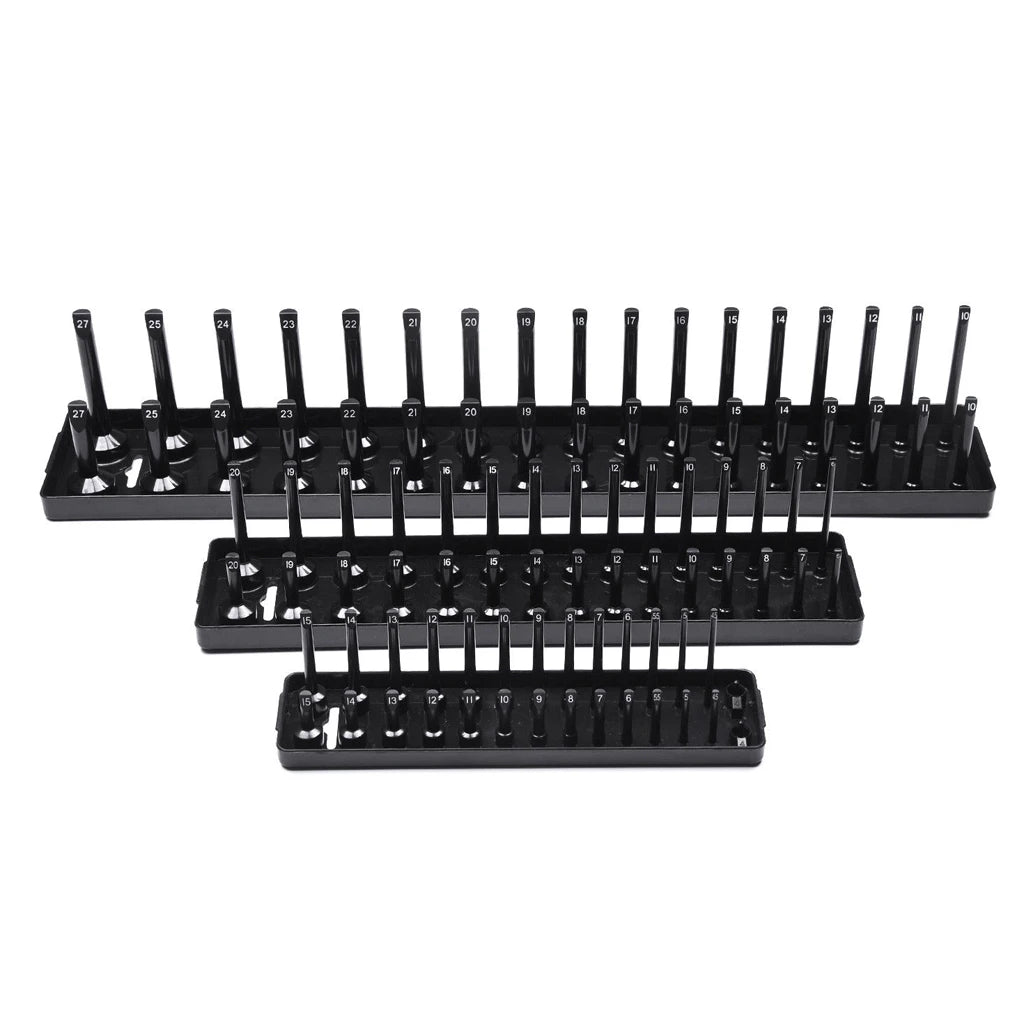Socket Organizer Tray Rack - Metric & SAE 1/4 3/8 1/2 Inch Garage Tool Storage Holder