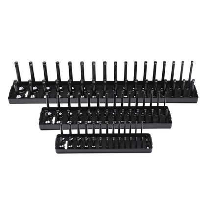 Socket Organizer Tray Rack - Metric & SAE 1/4 3/8 1/2 Inch Garage Tool Storage Holder