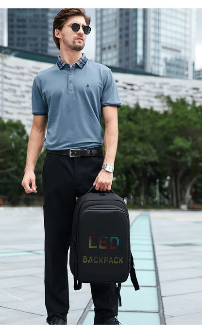 LED Display Laptop Backpack — 15.6” Smart Business & School Travel Bag for Men & Women