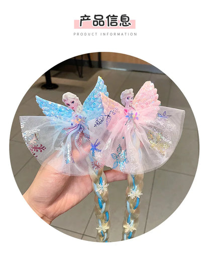 Disney Frozen Elsa Princess Wig & Braid Hairpin - Kawaii Hair Clip Accessories for Girls, Anime Cartoon Toy Gifts
