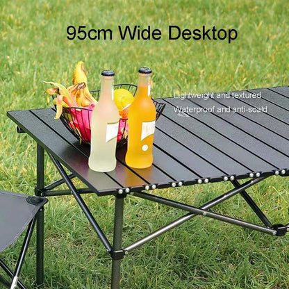 Outdoor Folding Long Table – Portable Black Camping Desk with Net Bag, Easy Setup & Stable for BBQs