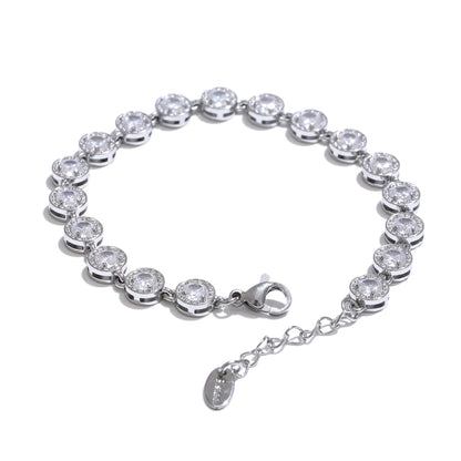 NiNice 316L Stainless Steel Jewelry Set – Colorful Cubic Zirconia Necklace and Bracelet, Exquisite Luxury Fashion Design