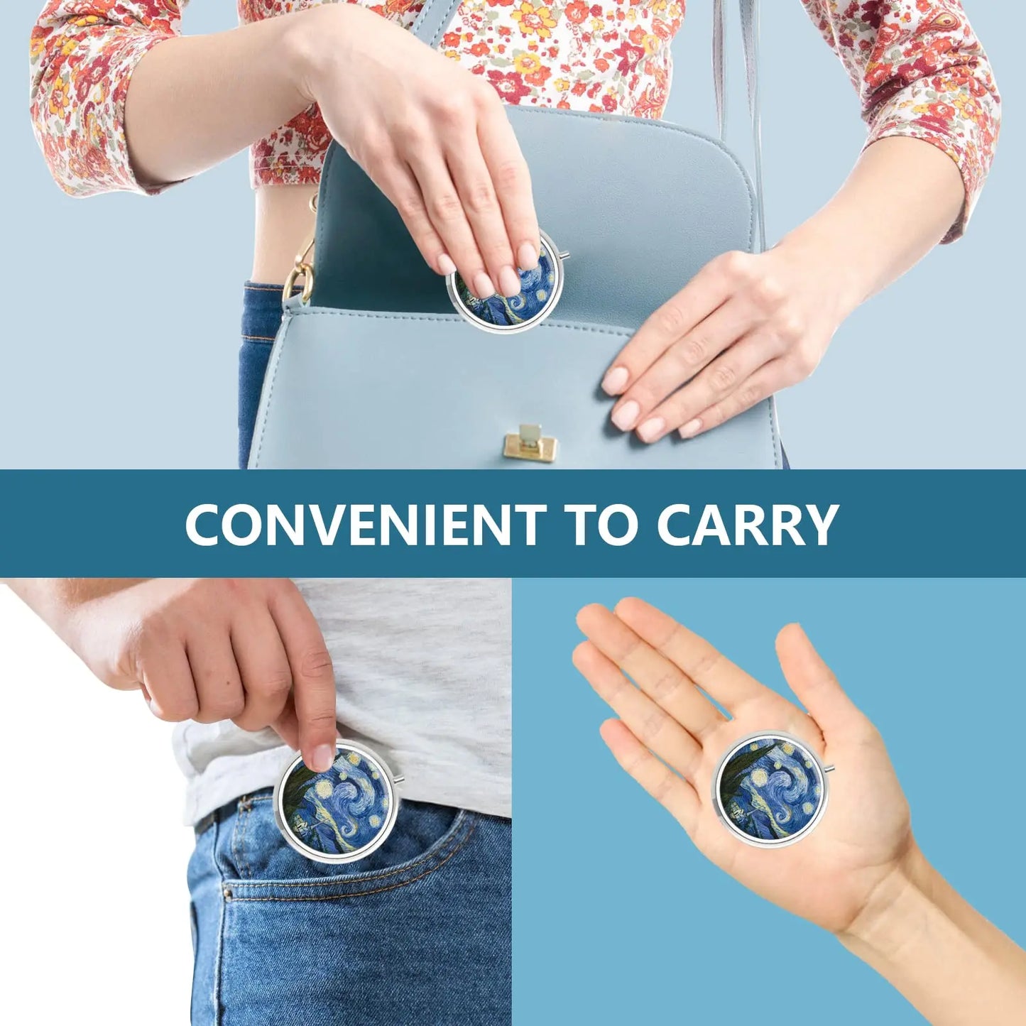 3-Compartment Travel Pill Organizer - Portable Pocket & Purse Medicine Case, Vitamin Storage Box & Gift