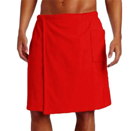 Men’s Soft Wearable Bath Towel with Pocket – Bathrobe Shower Wrap for Sauna, Gym, Swimming, Spa & Beach