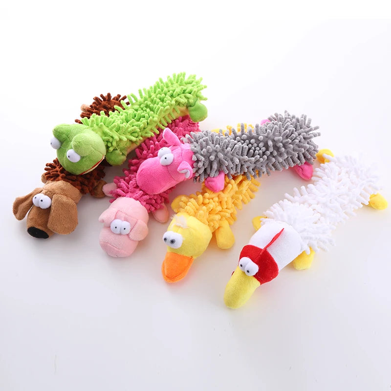 Plush Squeaky Dog Toy - Frog and Hippo Chew Toy for Teething and Teeth Cleaning