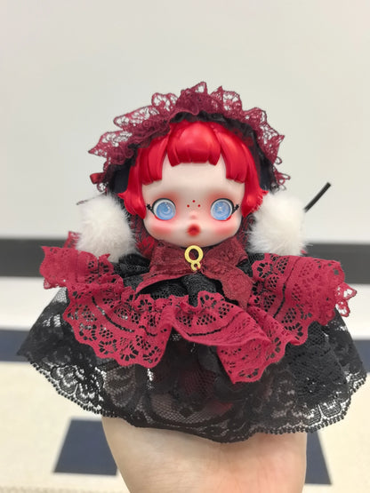 10cm Skullpanda Doll Clothes – Vintage Princess Dress Set with Headwear, Winter Symphony Series