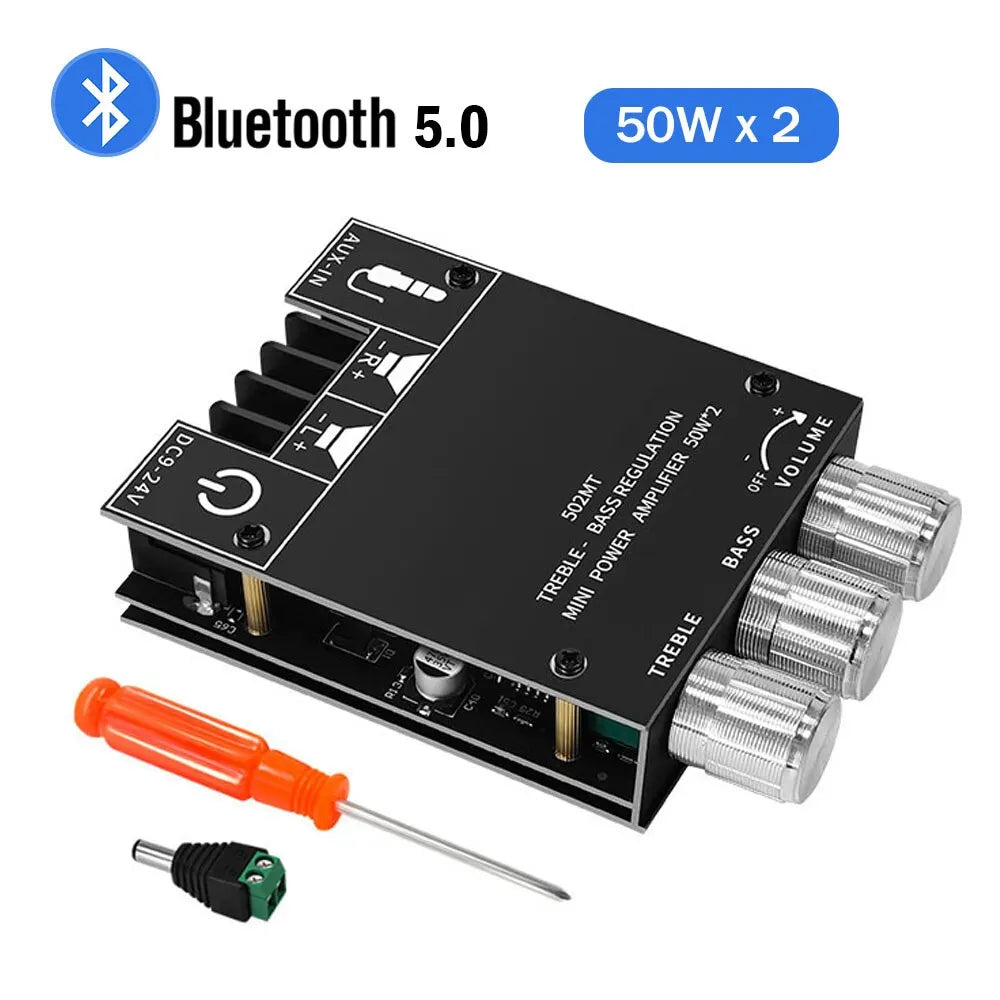 ZK-502MT Bluetooth 5.0 Stereo Subwoofer Amplifier Board | 2x50W High Power 2.0 Channel Bass AMP