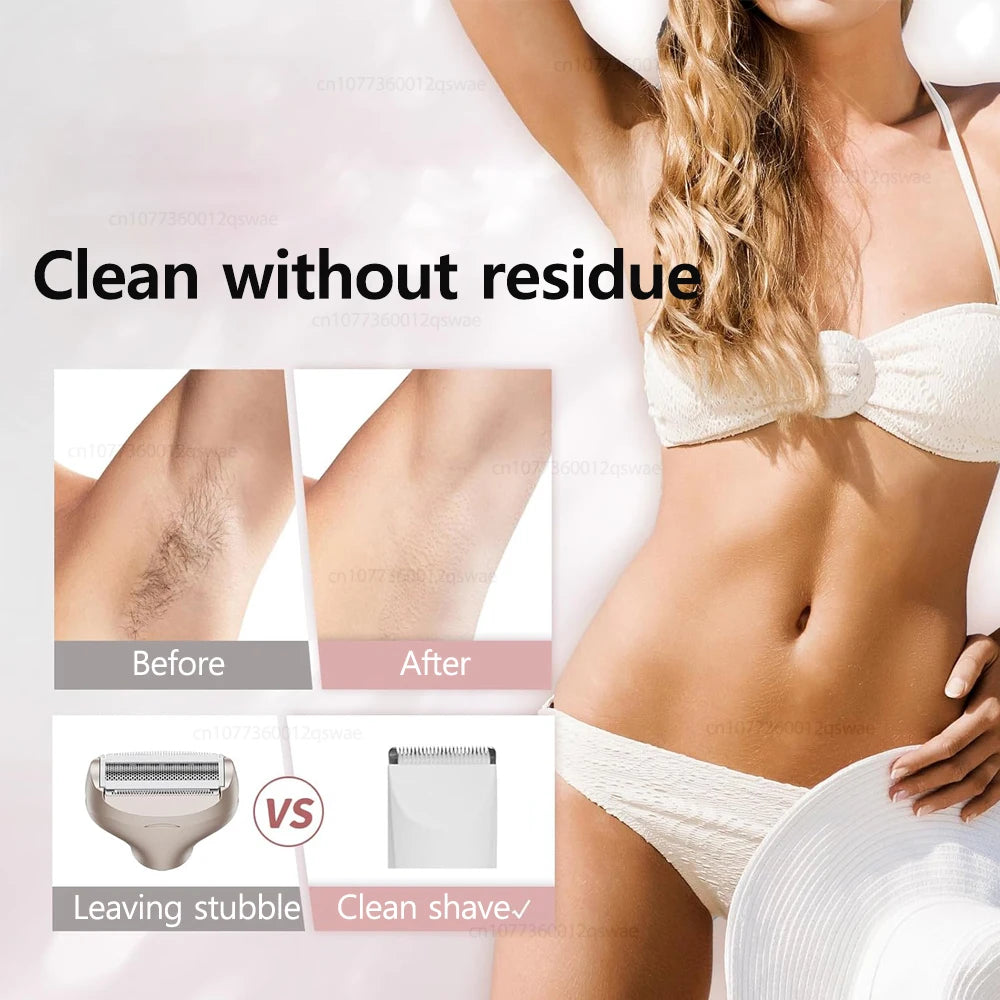 Electric Shaver for Women – Portable Painless Bikini, Facial & Body Trimmer for Underarms and Legs