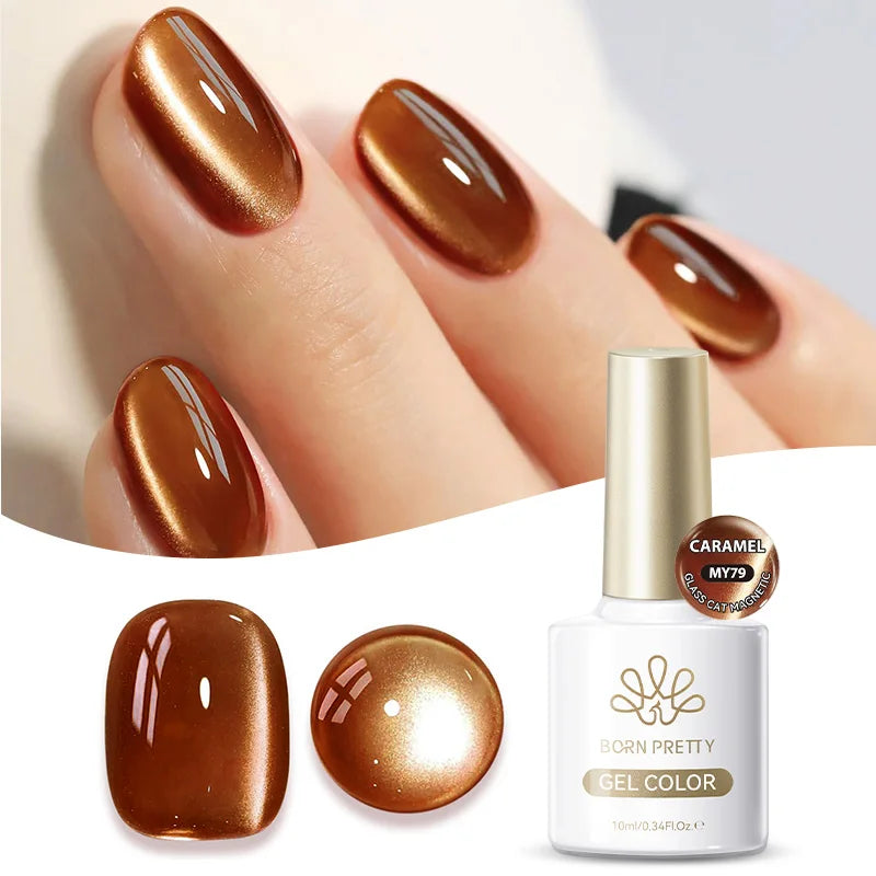 BORN PRETTY Cat Magnetic Gel Nail Polish 117 Colors 10ml Full Coverage Semi-Permanent Soak-Off Nail Varnish for Salon Manicure Glitter Cat Eye Nails