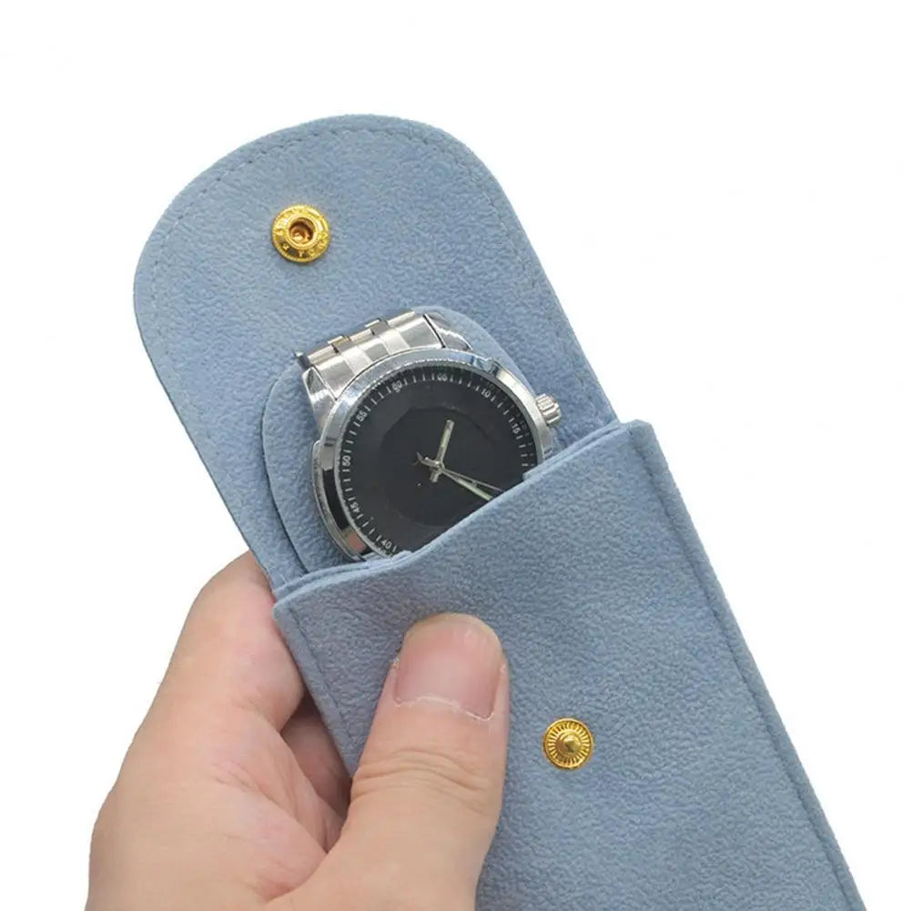 Portable Velvet Watch Bag – Shockproof Jewelry Pouch with Press Button Snap Design for Gift & Storage