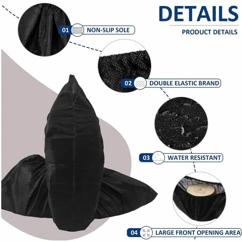 100 Count Disposable Boot & Shoe Covers – Non-Slip Foot Booties for Indoor & Outdoor Use, Home & Workplace Protection