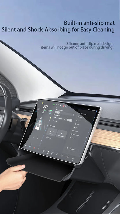 Herval Under-Screen Storage Tray for Tesla Model Y/3 2021-2025 Highland – Hidden Anti-Slip Storage Box