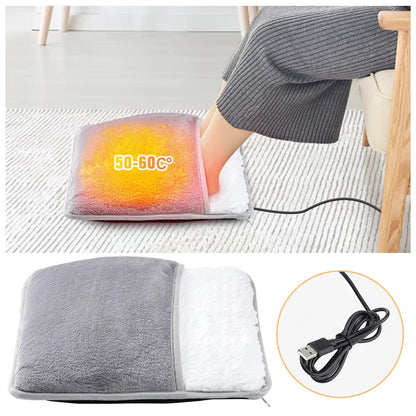 USB Electric Heated Foot Warmer Pad – Soft Plush Winter Heating Mat, Washable Foot Heating Cushion for Sleep & Home Comfort
