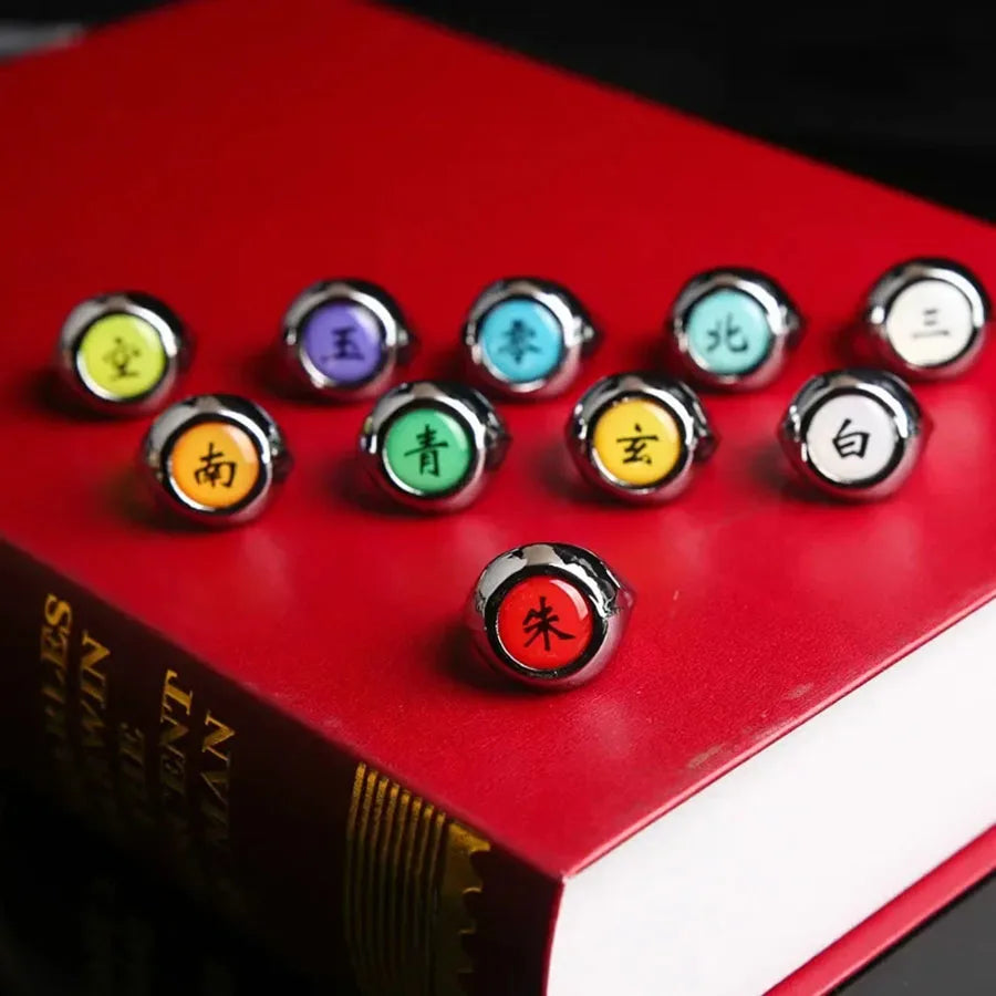 10PCS Bandai Naruto Akatsuki Rings — Itachi Anime Figure Cosplay Accessories, Jewelry & Toys for Boys & Kids Gifts