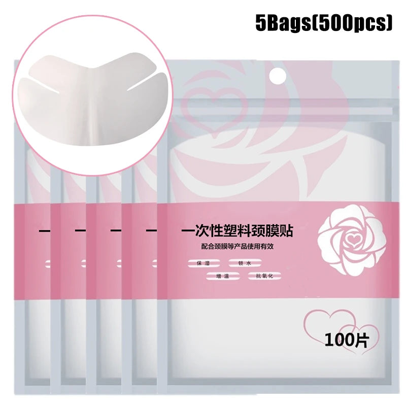 Disposable Full Face & Neck Beauty Wraps - 100/500pcs Transparent Plastic Film Mask Covers